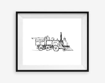 Train Printable Wall Art, Instrument Decor, 8 x 10 inch digital file, Instant Download for Kids Bedroom, Laundry, Play Room, or Nursery