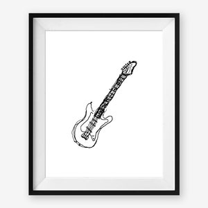 Electric Guitar Printable Wall Art, Instrument Decor, 8 x 10 inch digital file, Instant Download for Garage Band or Music Teacher Classroom