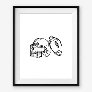 Football Helmet Printable Wall Art, Sports Room Decor, 8 x 10 inch digital file, Instant Download for Nursery, Bedroom, Office, or Man Cave