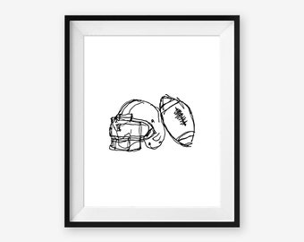 Football Helmet Printable Wall Art, Sports Room Decor, 8 x 10 inch digital file, Instant Download for Nursery, Bedroom, Office, or Man Cave