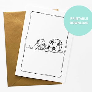 Fußball druckbare leere Karte, Schulsport Kunst, Grußkarte, 5 x 7 Zoll digitale Datei Sofort Download