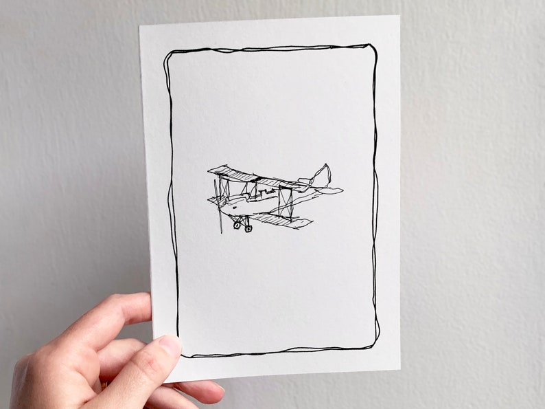 Airplane Printable Card, Vintage Plane Illustration, Greeting Card, 5 X ...
