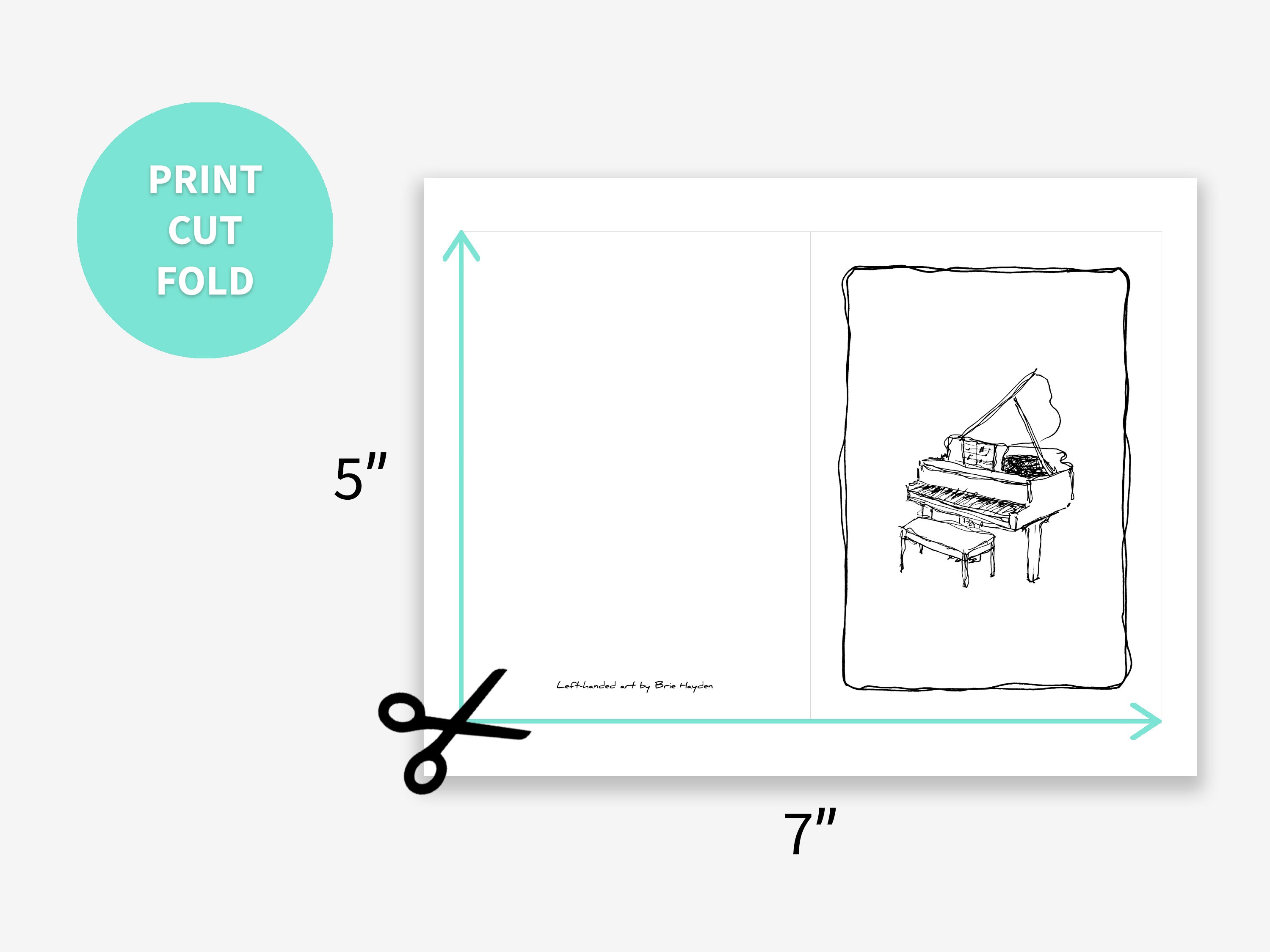 Grand Piano Printable Blank Card for Pianist or Musician, Greeting Card ...