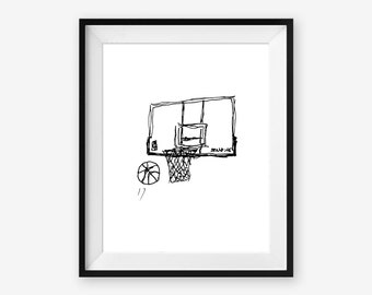 Instant Download Printable Wall Art, Basketball Hoop Team Sports Athlete Art, 8 x 10 inch digital file