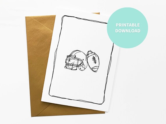 blank football helmet paper Football Printable Blank Card, Helmet Sport Art for Athlete, Greeting Card,  5 X 7 Inch Digital File Instant Download