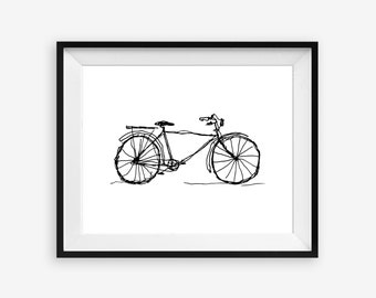 Bicycle Printable Wall Art, Instrument Decor, 8 x 10 inch digital file, Instant Download for Laundry, Bathroom, Kids Bedroom or Nursery