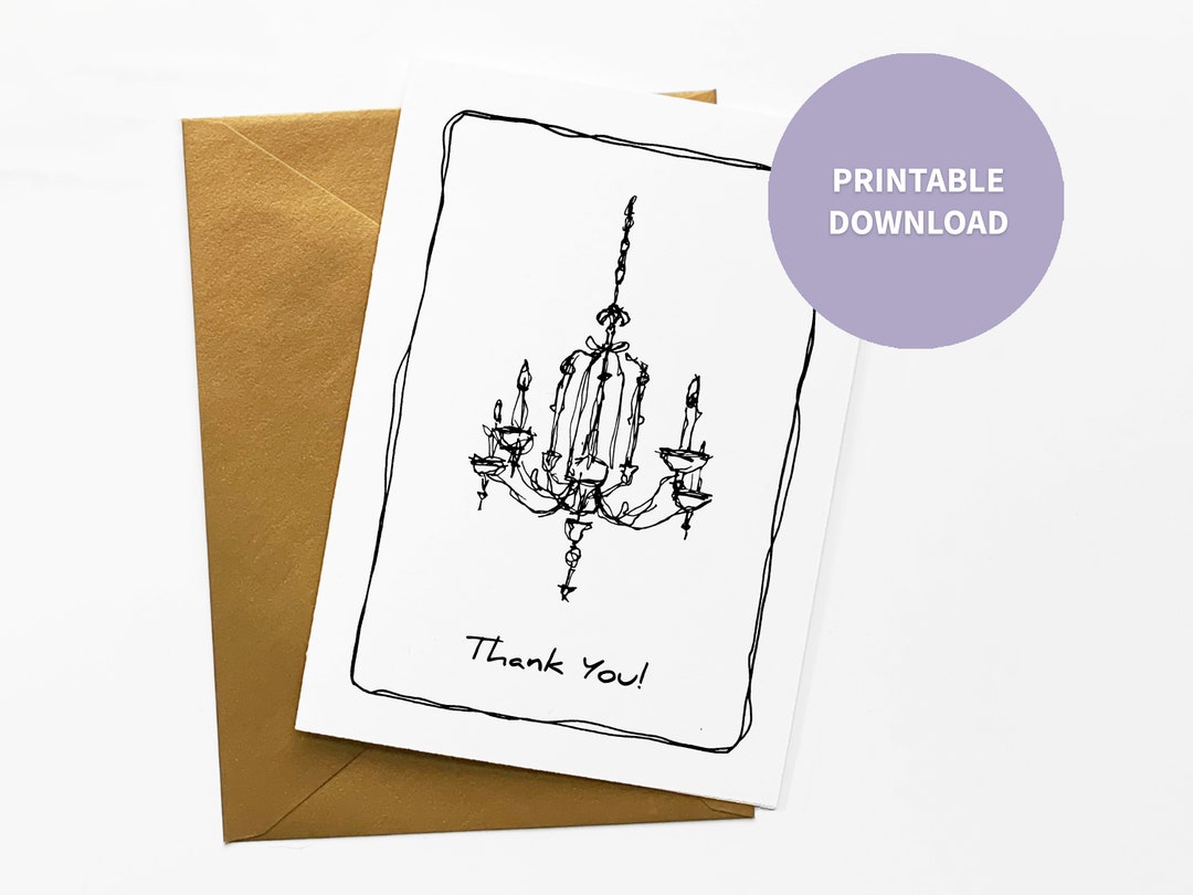 Chandelier Printable Thank You Card for Interior Designer, Teen Girl ...