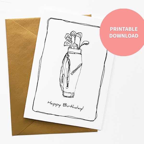 Watercolor Golf Birthday Card - Etsy