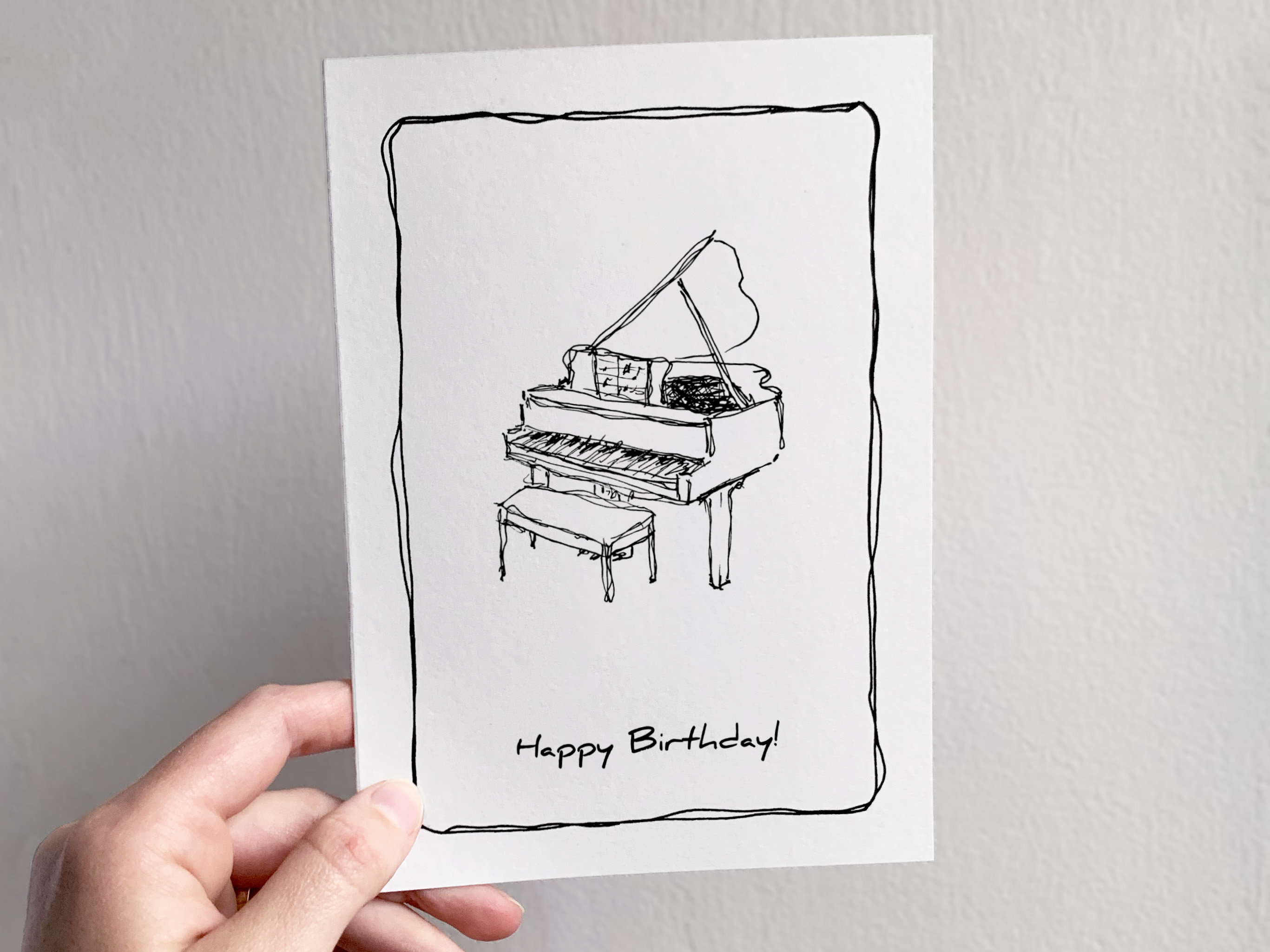 Grand Piano Printable Birthday Card, Musical Instrument Illustration ...