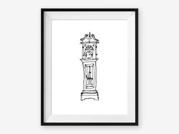 Grandfather Clock Printable Wall Art Funky Room Decor 8 X 10 - Etsy