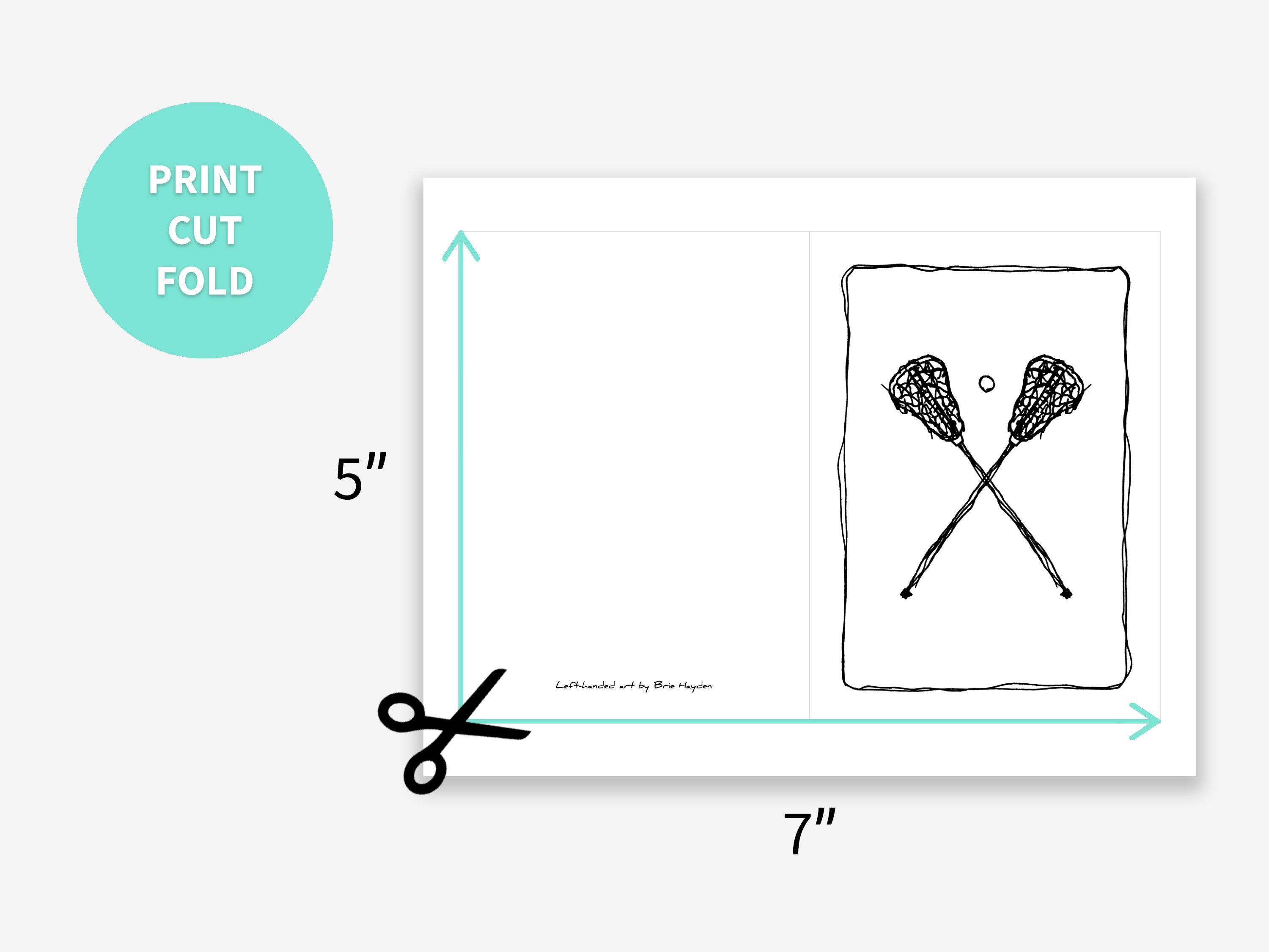Lacrosse Printable Blank Card, Ball &amp; Sticks Sport Art, Greeting Card ...
