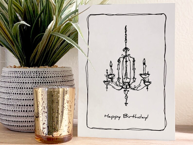 Chandelier Printable Birthday Card, Funky Art for Teen Girl, Princess ...