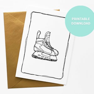 Eiskunstlauf druckbare leere Karte, Eishockey Wintersport Athlet, Grußkarte, 5 x 7 Zoll digitale Datei Instant Download