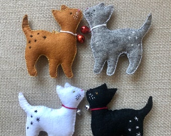 Vintage style felt kitten hanging decoration