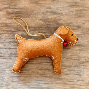 Handmade terrier, vintage style felt and embroidered hanging ornament