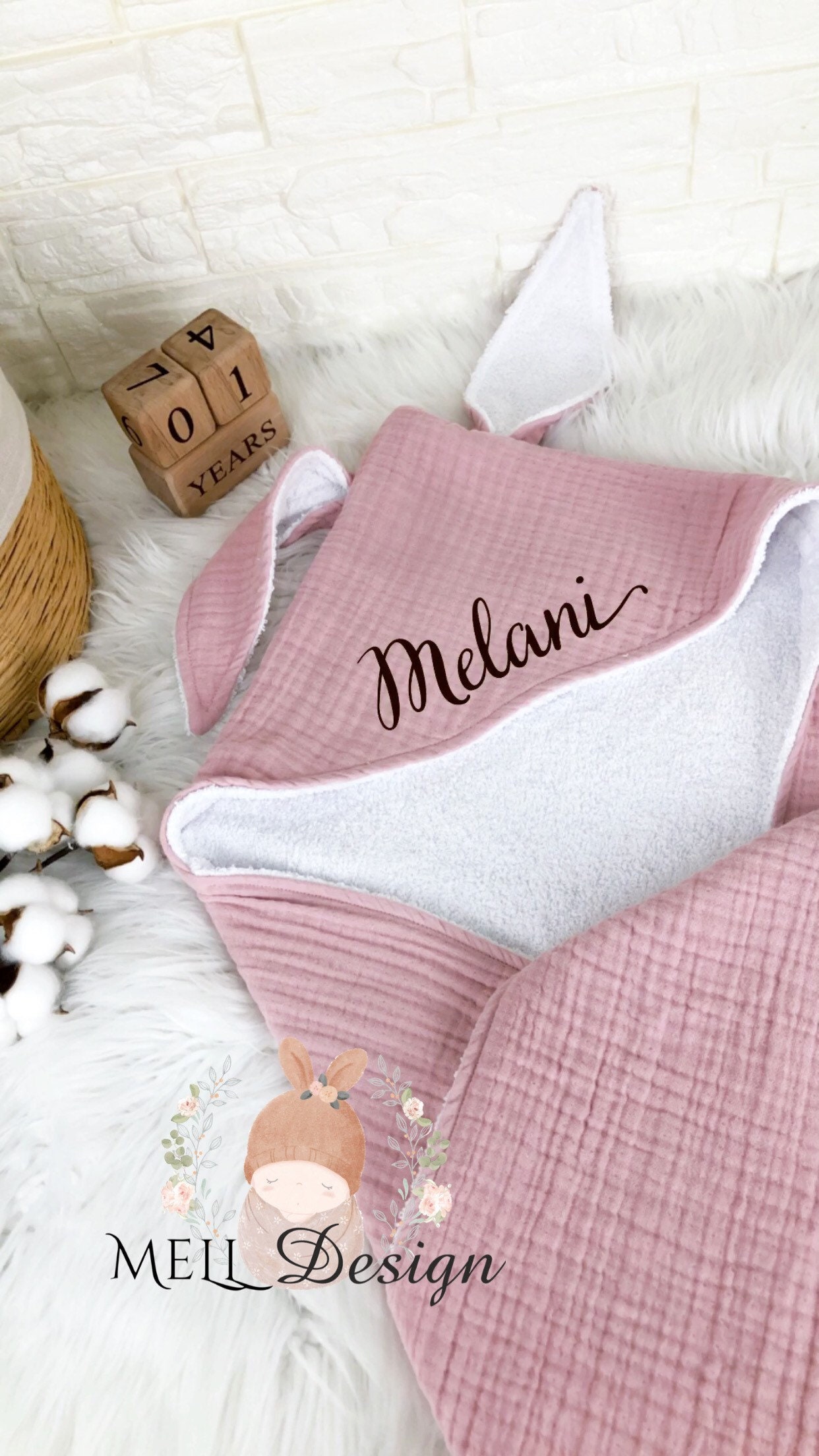 Custom Organic Cotton Baby Towel 75x75 Cm Personalized Etsy