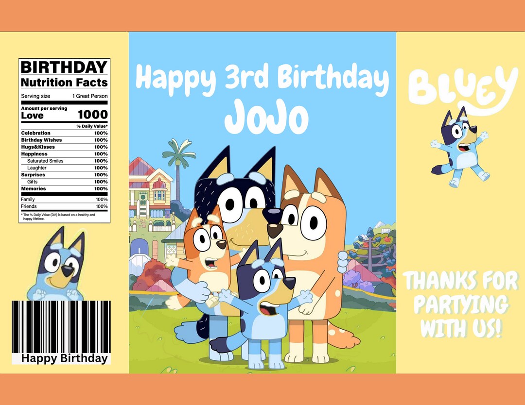 Bluey chip bag template etsy