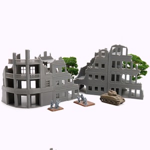 Conjunto de ruínas de Stalingrado - Terreno de mesa para jogos de guerra da Segunda Guerra Mundial | Modelo impresso em 3D em miniatura | Flames of War e Bolt Action