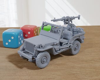 Hotchkiss M201 French Military Jeep with Machine Gun – Cold War Army Vehicle - 3D Printed Miniature Wargaming Vehicle