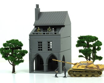 French Town Medieval Building B - Tabletop Wargaming WW2 Terrain | 15mm 20mm 28mm HO Scale 3D Printed Miniature