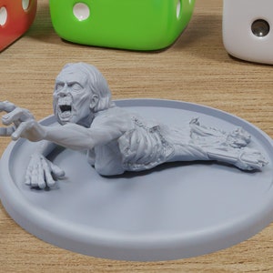 Crawling Zombie - 3D Printed Minifigure for Zombie Post Apocalyptic Miniature Tabletop Games TTRPG
