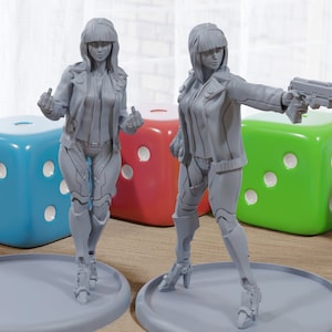 Miko - 3D Gedruckte Mini's - Cyberpunk / Sci-Fi - Tabletop Miniature Wargaming - 28mm / 32mm Minifiguren