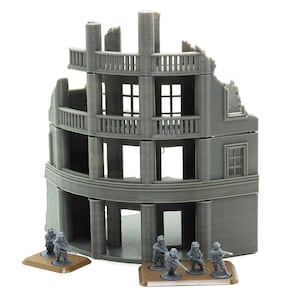 Stalingrad Ruined Corner Hotel SRH MST4 - Tabletop Wargaming WW2 Terrain | Miniature 3D Printed Model | Flames of War & Bolt Action