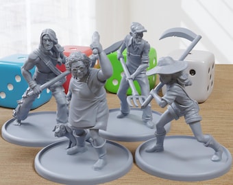 Farmer Survivors - 3D Printed Minifigure for Zombie Post Apocalyptic Miniature Tabletop Games TTRPG