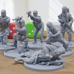 MENA Rebels Squad Bravo - Modern Wargaming Miniatures for Tabletop RPG - 28mm / 32mm Scale Minifigures