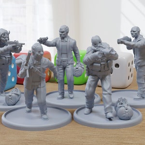 The Heist - Bank Robbers - Modern Wargaming Miniatures for Tabletop RPG - 28mm / 32mm Scale Minifigures