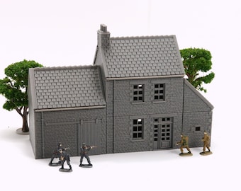 Casa de campo francesa de Normandía - Terreno de la Segunda Guerra Mundial para juegos de mesa, miniatura impresa en 3D para Bolt Action - Cadena de Mando - Flames of War