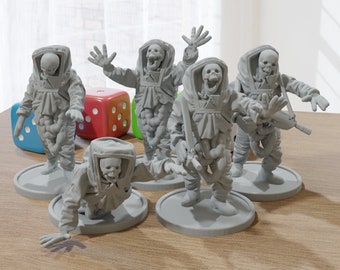 Zombies in Biohazard Suits ZONA ALFA - Modern Wargaming Miniatures for Tabletop RPG - 20mm / 28mm / 32mm Scale Minifigures