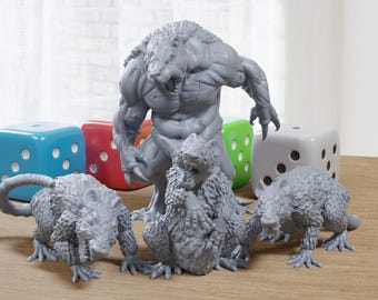 Mutated Rats - 3D Printed Minifigures - Post Apocalyptic Miniature for Tabletop Wargames like Zona Alfa