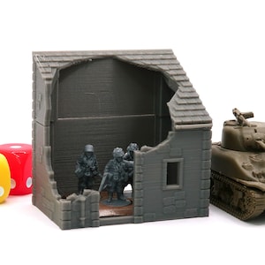 Small Stone Normandy Shed T1 Destroyed (Volume 1) 3D Printed Tabletop Wargaming Terrain for Miniature Games like Bolt Action, Flames of War