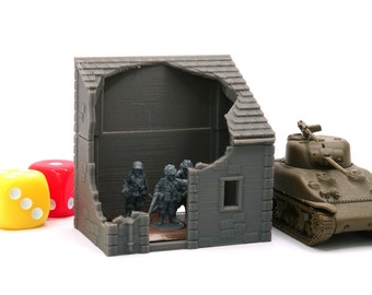 3D Printed Normandy Ruined Shed: Wargaming Terrain (28mm, 20mm, 15mm)