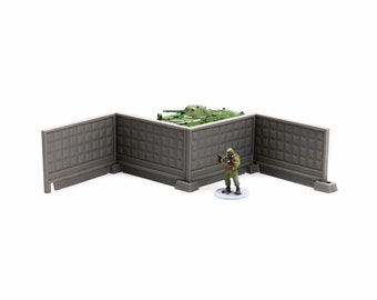 ZONA ALFA PO2 Modular Concrete Fences - 28mm & 20mm RPG Miniatures Gaming Terrain