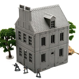 Normandy Row Cottage TS13 Corner House - French Town V4 - 3D Printed Miniature Wargaming Terrain 28mm / 20mm / 15mm Scale
