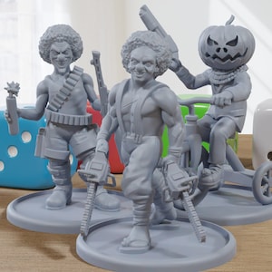 Halloween Robbers Trio - 3D Printed Minifigures for Zombie Post Apocalyptic Miniature Tabletop Games TTRPG