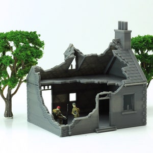 Normandy French Village House SS-T2 (VOLUME 2) - Tabletop Wargaming Terrain | Destroyed - Intact | 3D Printed Miniature | Flames of War