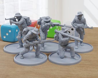 Vietcong Fighters - 3D Printed - 28mm Scale - Miniature Wargaming Minifigures - Tabletop Wargames