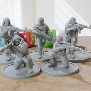East European Militia Unit - Five - Modern Wargaming Miniatures for Tabletop RPG - 20mm / 28mm / 32mm Scale Minifigures