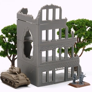 Stalingrad Ruined Store SRH MST3 - Tabletop Wargaming WW2 Terrain | Miniature 3D Printed Model | Flames of War & Bolt Action