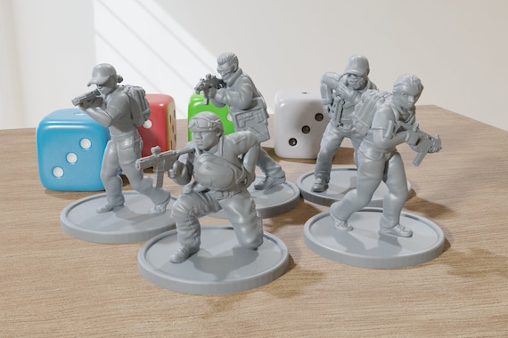 Covert Ops Squad - Five - Modern Wargaming Miniatures for Tabletop RPG -  20mm / 28mm / 32mm Scale Minifigures