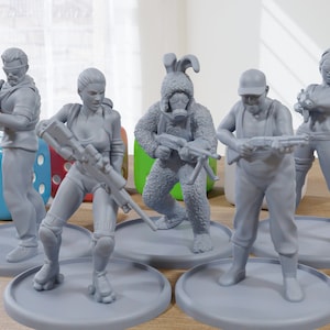 Zombie Apocalypse Survivors - 3D Printed Minifigures for Post Apocalyptic Miniature Tabletop Games like Zona Alfa - Fallout Wasteland