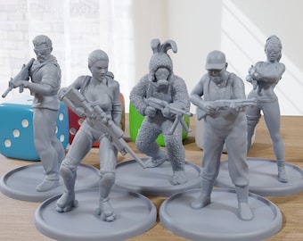 Supervivientes del apocalipsis zombi: minifiguras impresas en 3D para juegos de mesa de miniaturas postapocalípticos como Zona Alfa - Wasteland.