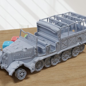 Destroyed Half-track Sd.Kfz.9- 3D Printed Miniature Wargaming Combat Vehicle - 28mm / 20mm / 15mm Scale