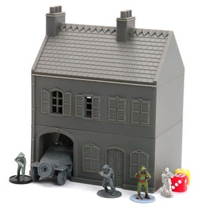 French Row House DS T1 - Tabletop Wargaming WW2 Terrain | Miniature 3D Printed Model | Flames of War & Bolt Action