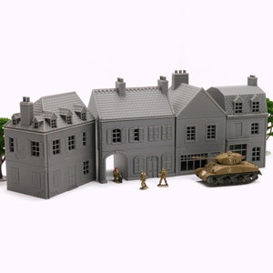 Sainte-Mère-Église French Town Set - Tabletop Wargaming WW2 Terrain | Miniature 3D Printed Model | Flames of War & Bolt Action