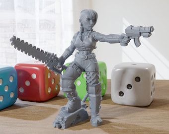 Punk Femme Fatale - Minifigure RPG stampata in 3D - Cyberpunk / Sci-Fi - Scala 28mm / 32mm