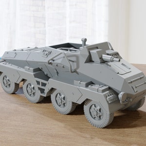 SD.KFZ 233 German WW2 heavy armoured reconnaissance vehicle - 3D Resin Printed 28mm / 20mm / 15mm Miniature Tabletop Wargaming Vehicle